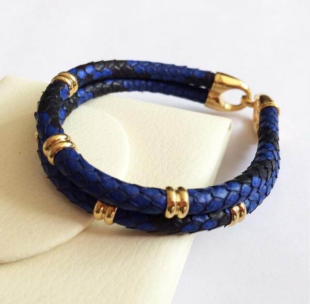 Black Python Skin Leather Bracelets - MaviGadget