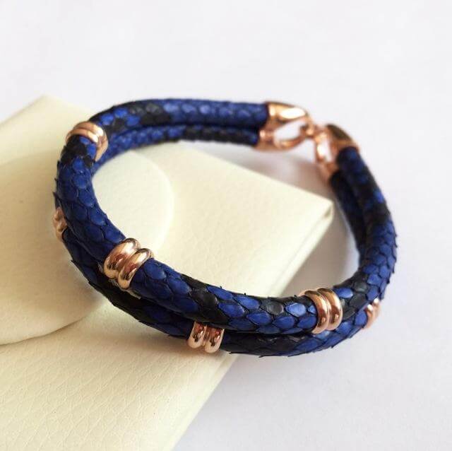 Black Python Skin Leather Bracelets - MaviGadget