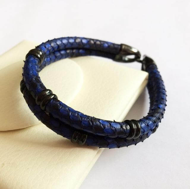 Black Python Skin Leather Bracelets - MaviGadget