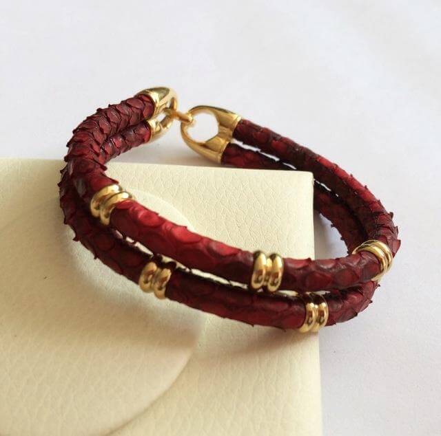 Black Python Skin Leather Bracelets - MaviGadget