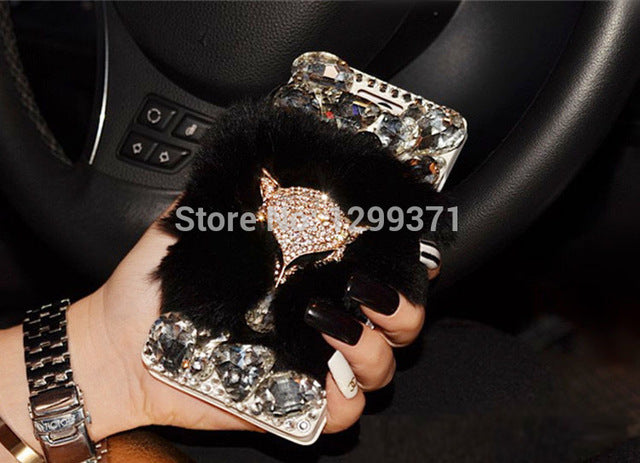 Rabbit Fur Leather Case For Iphone Models - MaviGadget