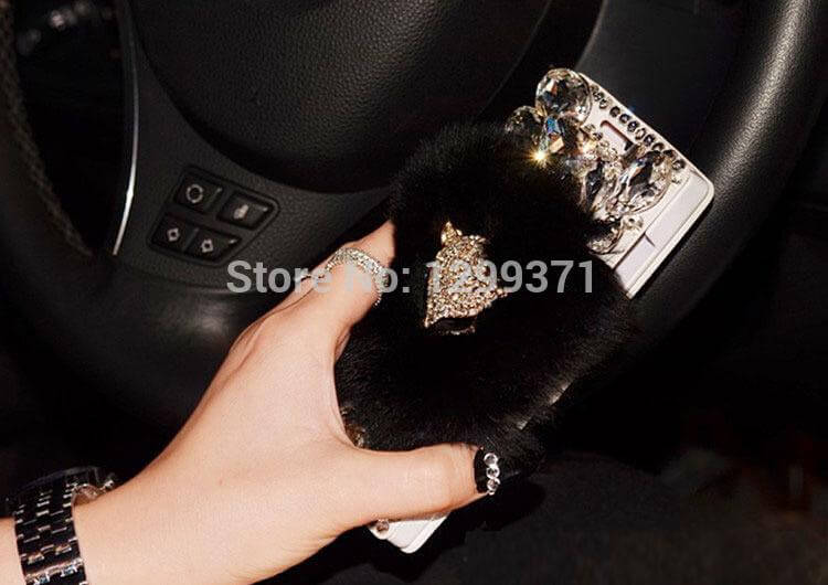 Rabbit Fur Leather Case For Iphone Models - MaviGadget