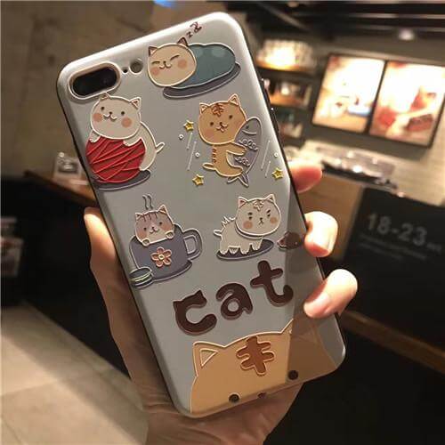Frosted Embossment Lovely Cute Lazy Sleeping Cat Iphone Cases - MaviGadget