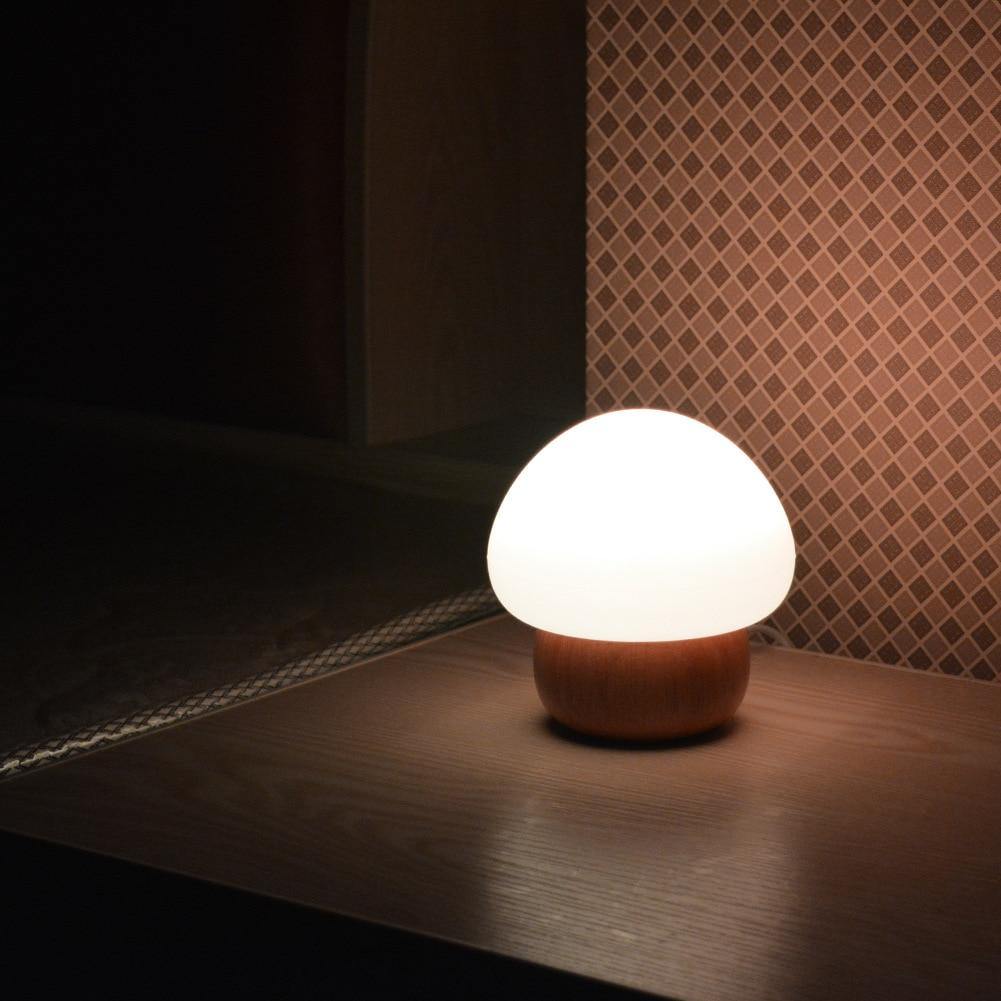 Wooden Mushroom Led Night Lamp - MaviGadget