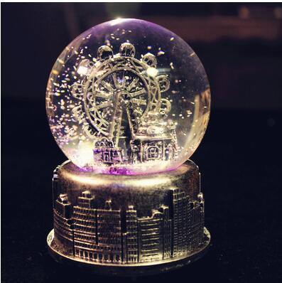 Creative LED Crystal Ball Music Box Glowing light Night Decor - MaviGadget