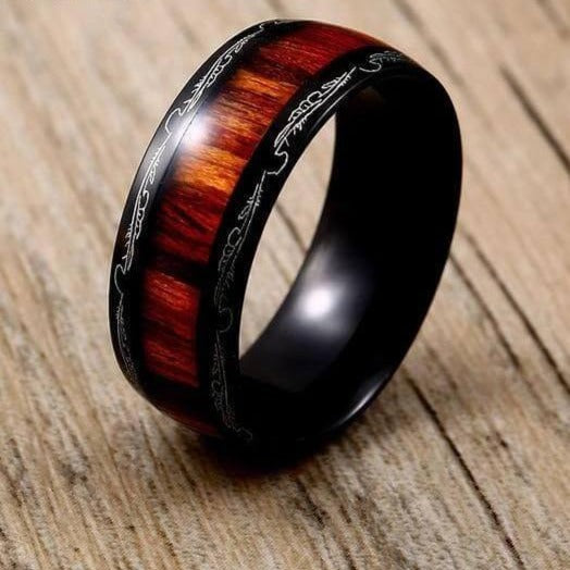 Titanium Stainless High Polished Red Woodiness Rings - MaviGadget