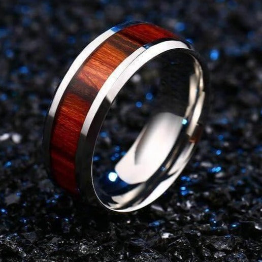 Titanium Stainless High Polished Red Woodiness Rings - MaviGadget