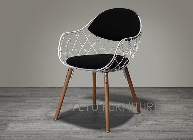 Modern Luxury Design Metal Steel Chair with Wooden legs - MaviGadget