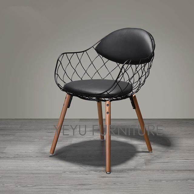 Modern Luxury Design Metal Steel Chair with Wooden legs - MaviGadget