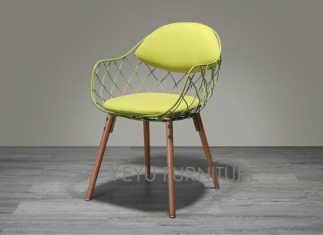 Modern Luxury Design Metal Steel Chair with Wooden legs - MaviGadget