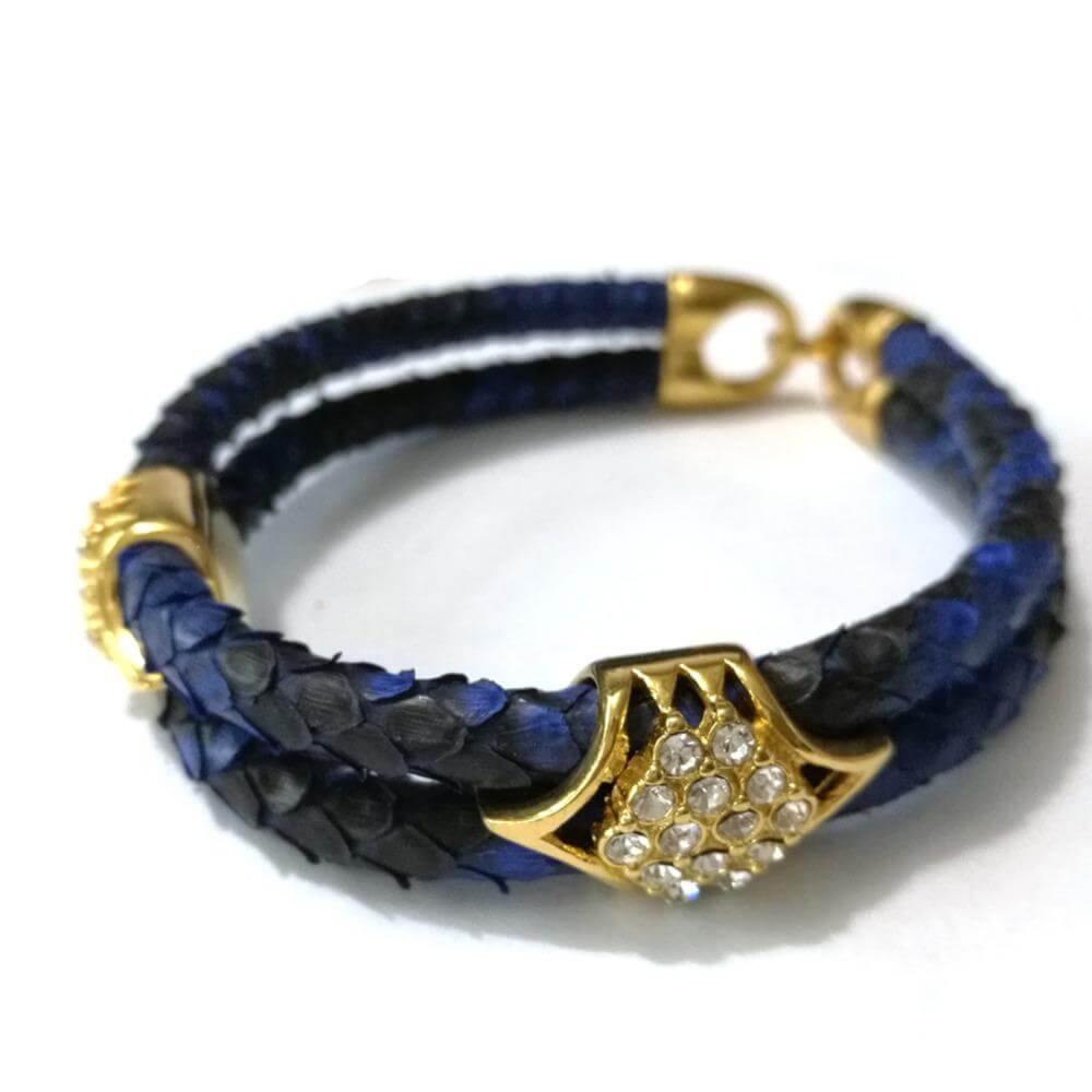 Luxury Python Snake Leather  Bracelets with Gold Steel - MaviGadget