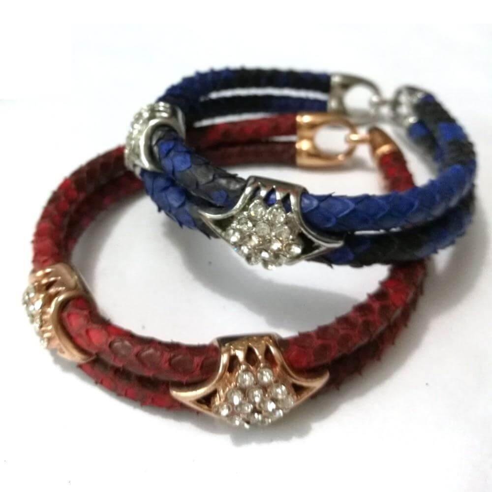 Luxury Python Snake Leather  Bracelets with Gold Steel - MaviGadget