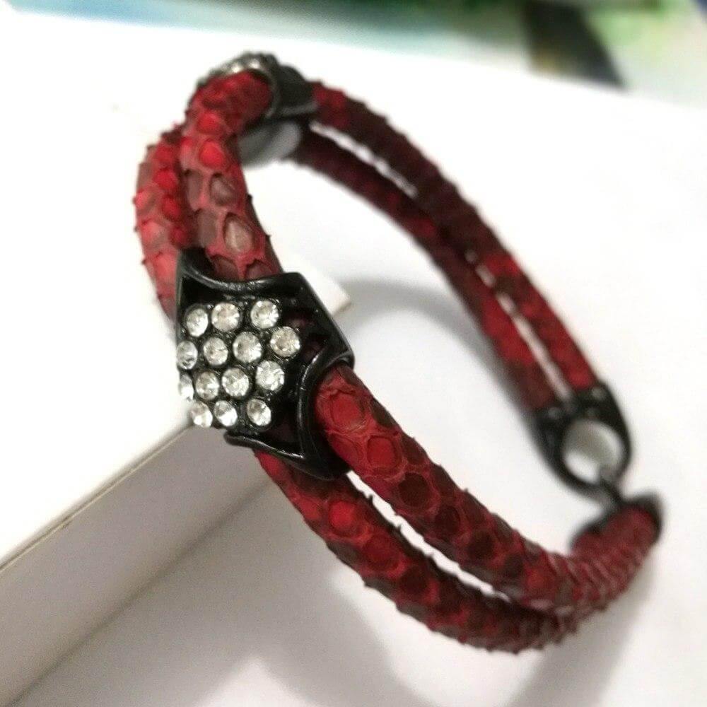 Luxury Python Snake Leather  Bracelets with Gold Steel - MaviGadget