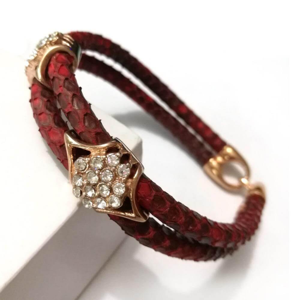Luxury Python Snake Leather  Bracelets with Gold Steel - MaviGadget