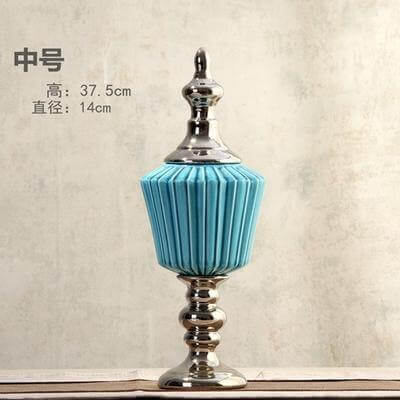 Vintage Blue Ceramic Creative General Candy Jars - MaviGadget