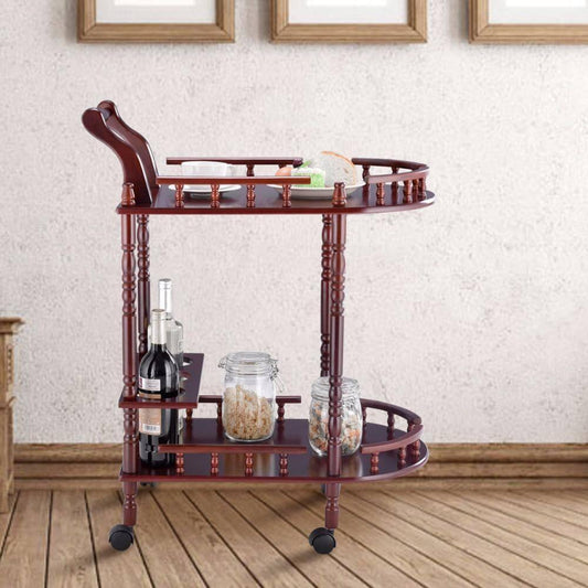 Wooden Kitchen Serving Bar Cart with  2 Tier - MaviGadget