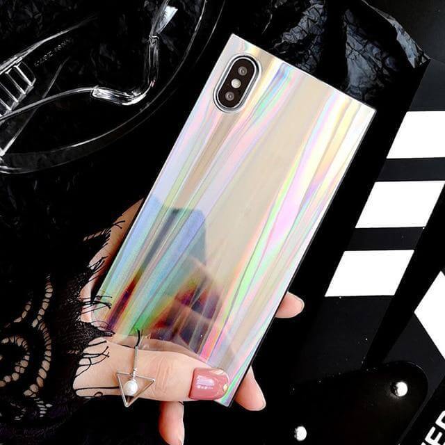 Colorful Rainbow Shining Colorful Square Cases for Iphone Models(6,7,8,x,xs,xr) - MaviGadget