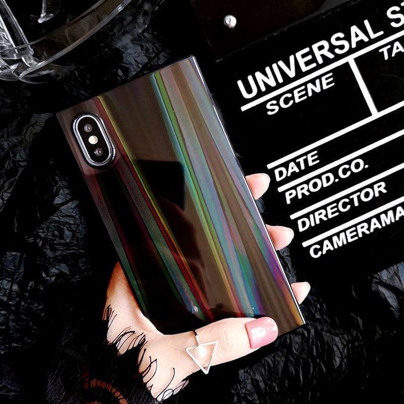 Colorful Rainbow Shining Colorful Square Cases for Iphone Models(6,7,8,x,xs,xr) - MaviGadget