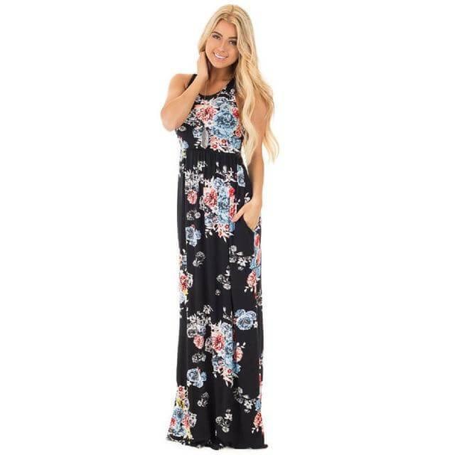 Women Bohemia Short Sleeve O Neck Floral Summer Dress - MaviGadget