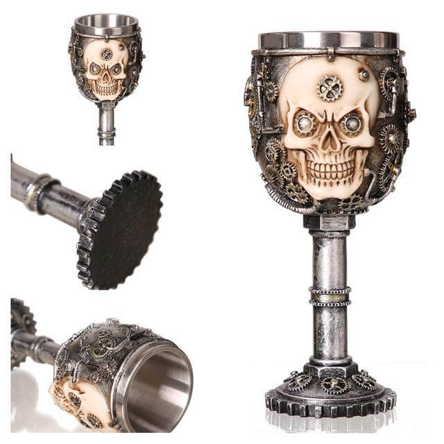 Stainless Steel Skull Gothic Goblet Cocktail Glass - MaviGadget