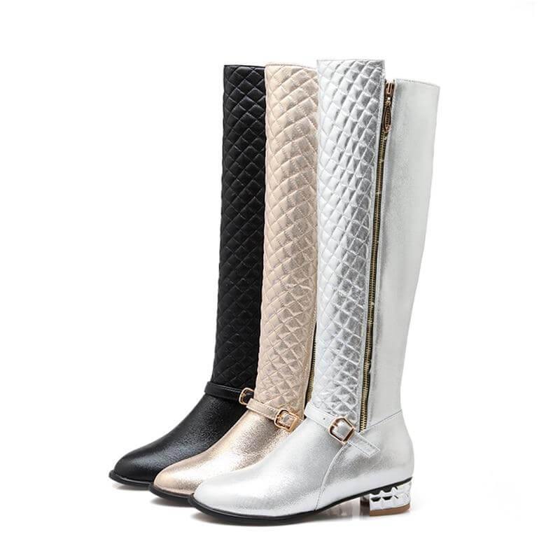 Square Heels Fur  High Boots for Women - MaviGadget