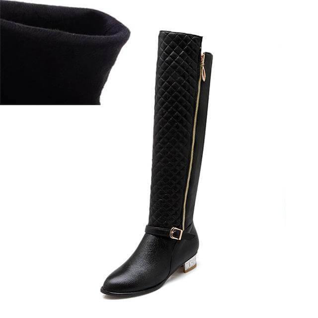 Square Heels Fur  High Boots for Women - MaviGadget