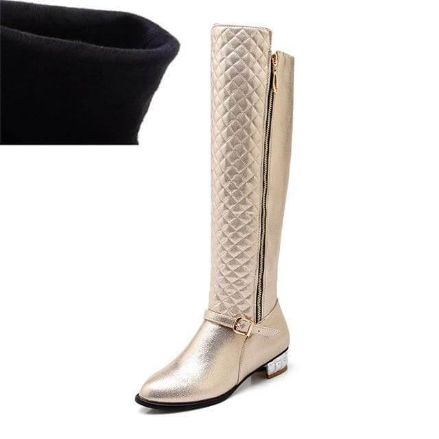 Square Heels Fur  High Boots for Women - MaviGadget