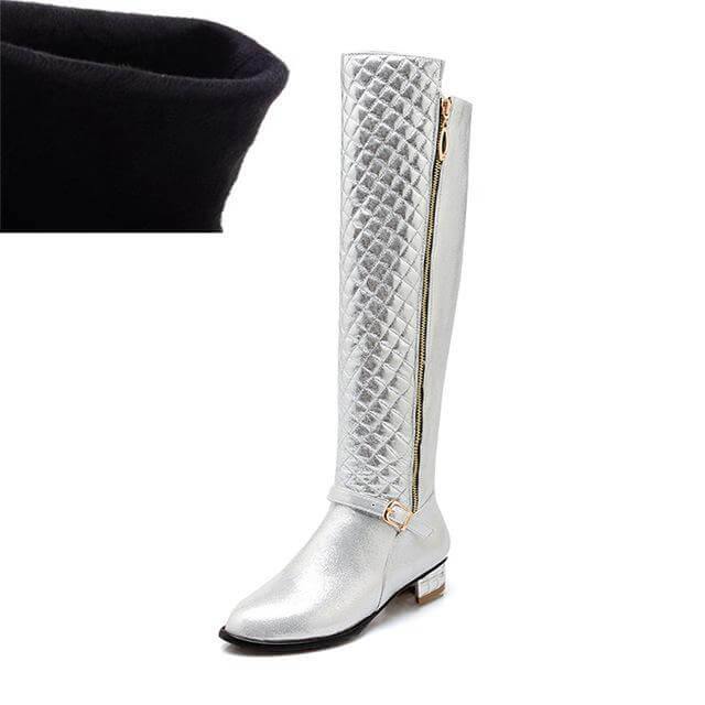 Square Heels Fur  High Boots for Women - MaviGadget