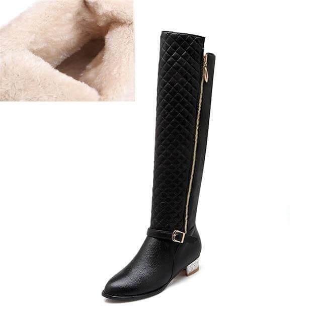 Square Heels Fur  High Boots for Women - MaviGadget