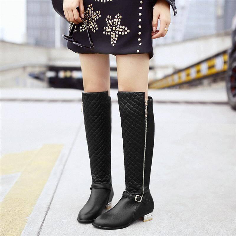Square Heels Fur  High Boots for Women - MaviGadget