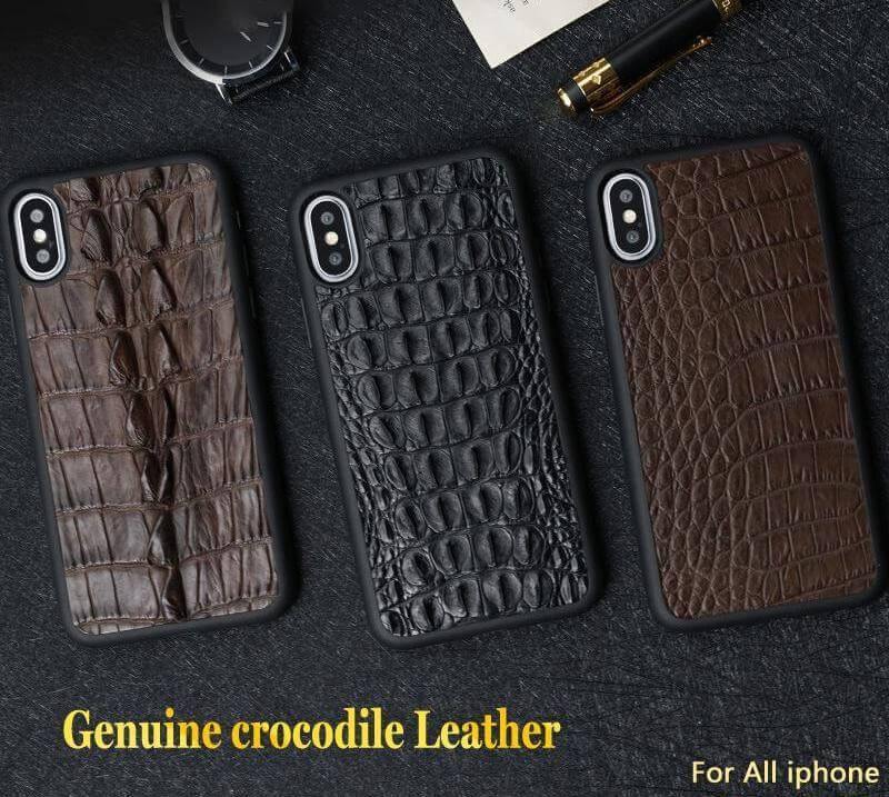 Real Handmade Crocodile Tail Back Abdomen Leather IPhone Case - MaviGadget