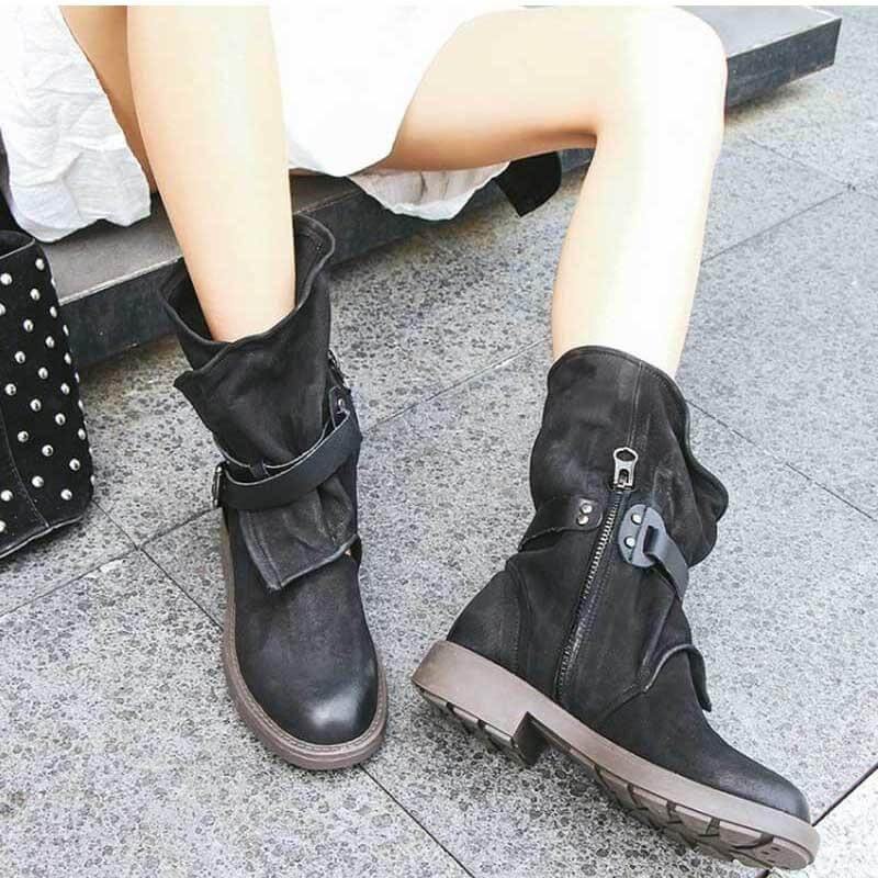 Stylish Luxury Low Heel Fall Boots - MaviGadget