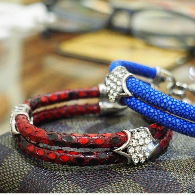 Luxury Python Snake Leather  Bracelets with Gold Steel - MaviGadget