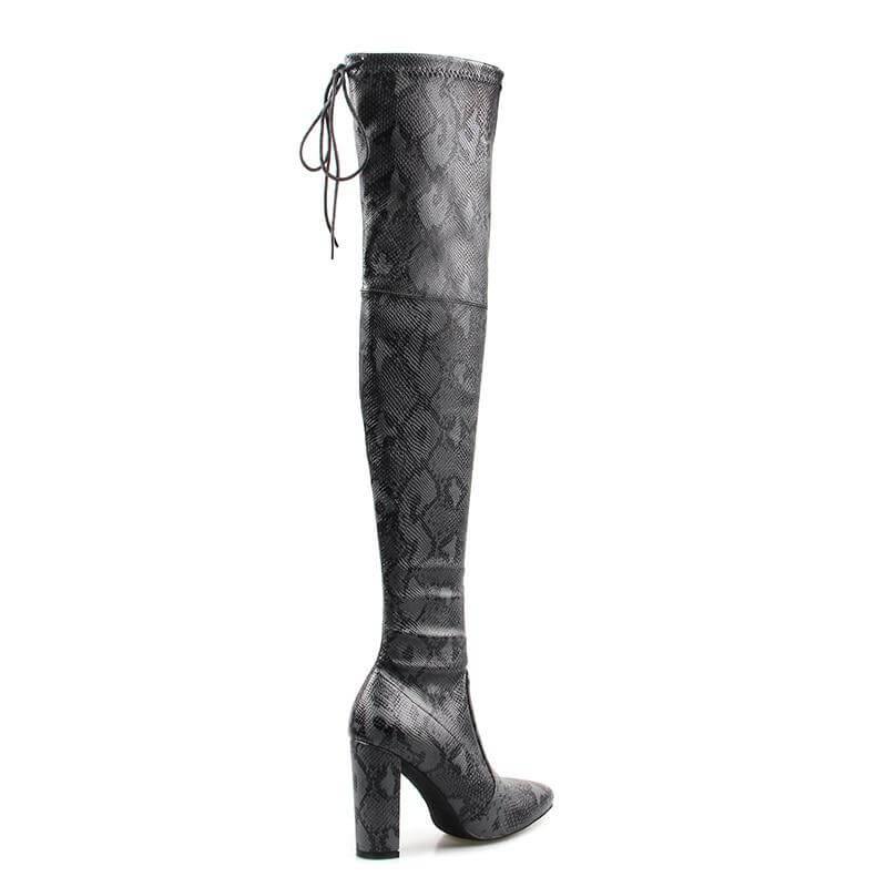 Super Thin Long Over the Knee Snake Skin Women High Heels - MaviGadget