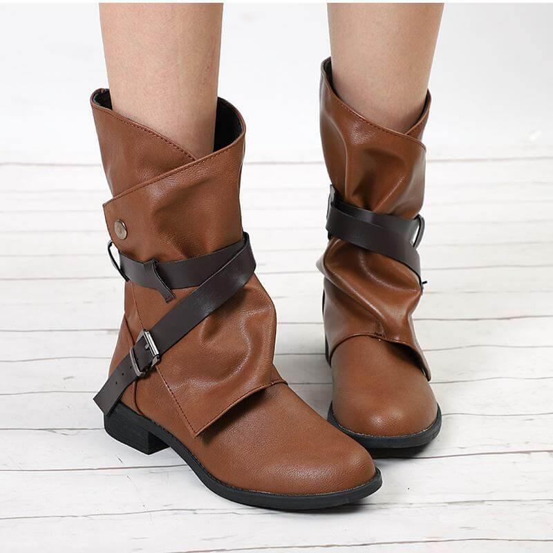 Stylish Luxury Low Heel Fall Boots - MaviGadget