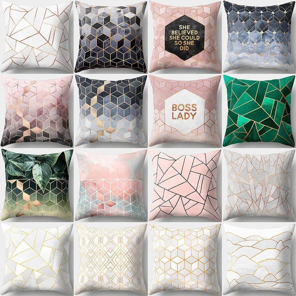 Square Decorative Geometric Striped Pillow Cases - MaviGadget