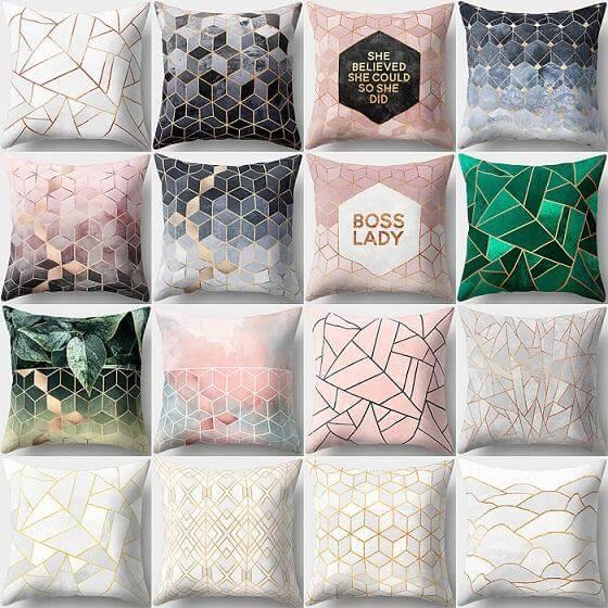 Square Decorative Geometric Striped Pillow Cases - MaviGadget