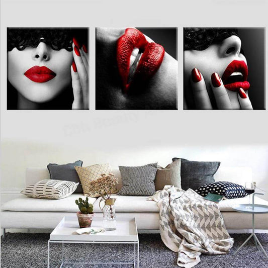 Sexy Red Lips Nails Art Posters - MaviGadget