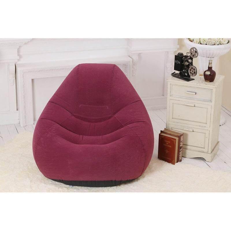 Flocking Single Lazy Inflatable Sofa Lounge Chair With Foot Pump - MaviGadget