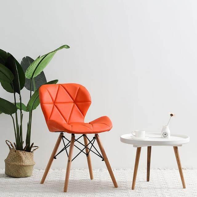 Modern Nordic Leather Wood Chair - MaviGadget