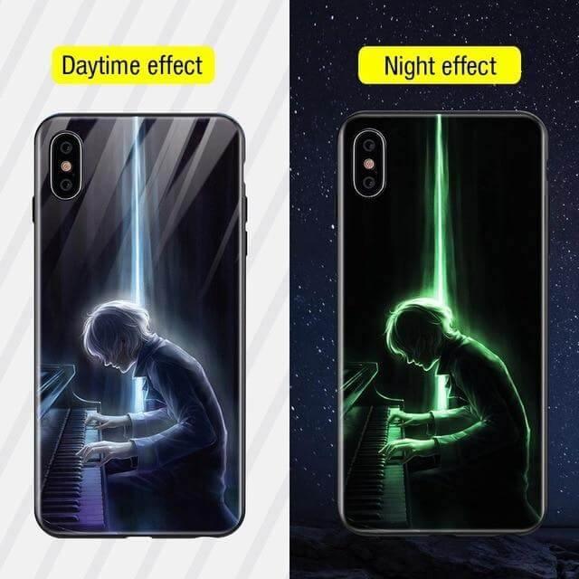 Iphone Luminous Cute Luxury Anti Scratch Glass Case - MaviGadget