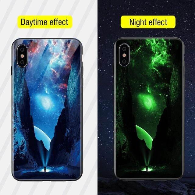 Iphone Luminous Cute Luxury Anti Scratch Glass Case - MaviGadget