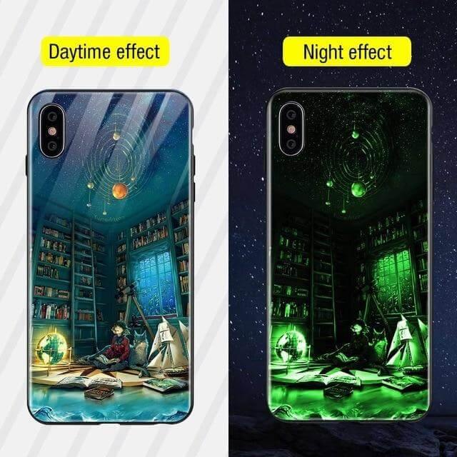 Iphone Luminous Cute Luxury Anti Scratch Glass Case - MaviGadget