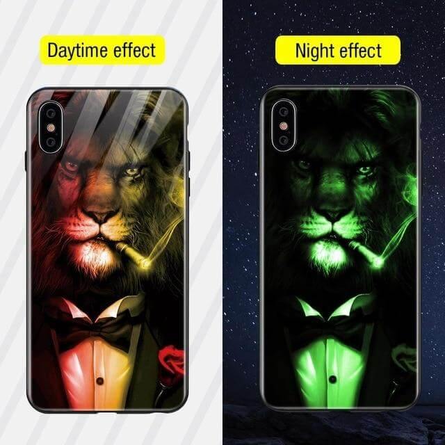 Iphone Luminous Cute Luxury Anti Scratch Glass Case - MaviGadget