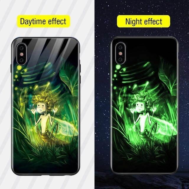 Iphone Luminous Cute Luxury Anti Scratch Glass Case - MaviGadget