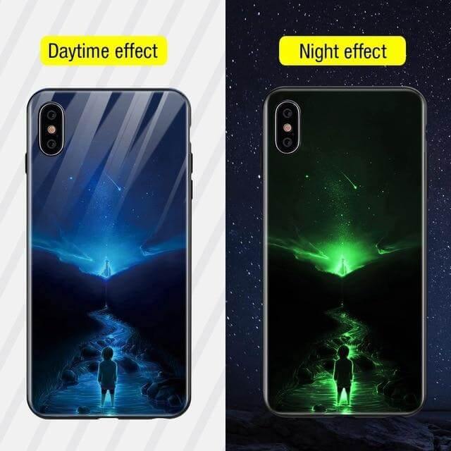 Iphone Luminous Cute Luxury Anti Scratch Glass Case - MaviGadget