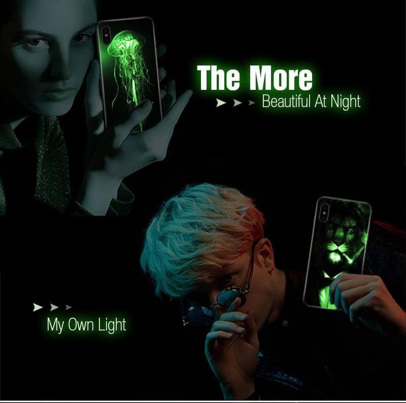 Iphone Luminous Cute Luxury Anti Scratch Glass Case - MaviGadget