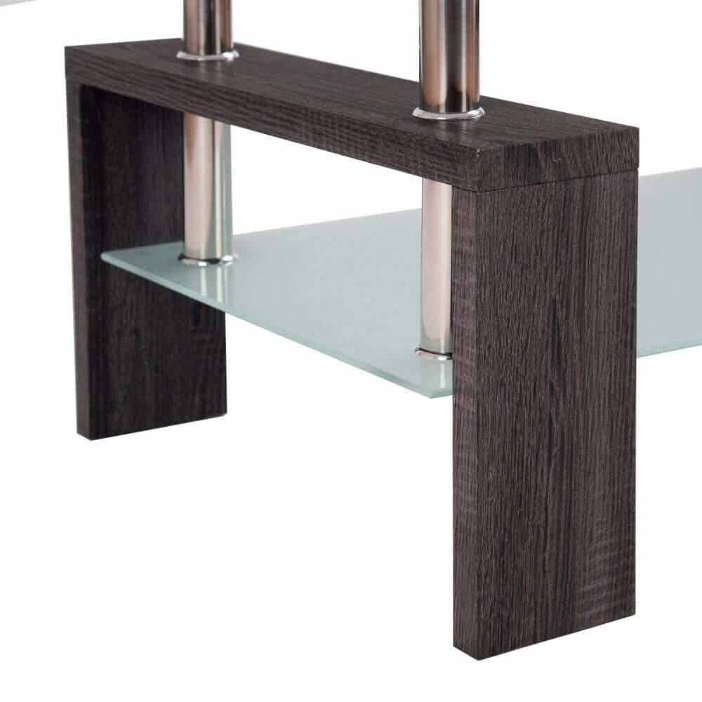 Rectangular Tempered Glass Coffee Table with Storage - MaviGadget