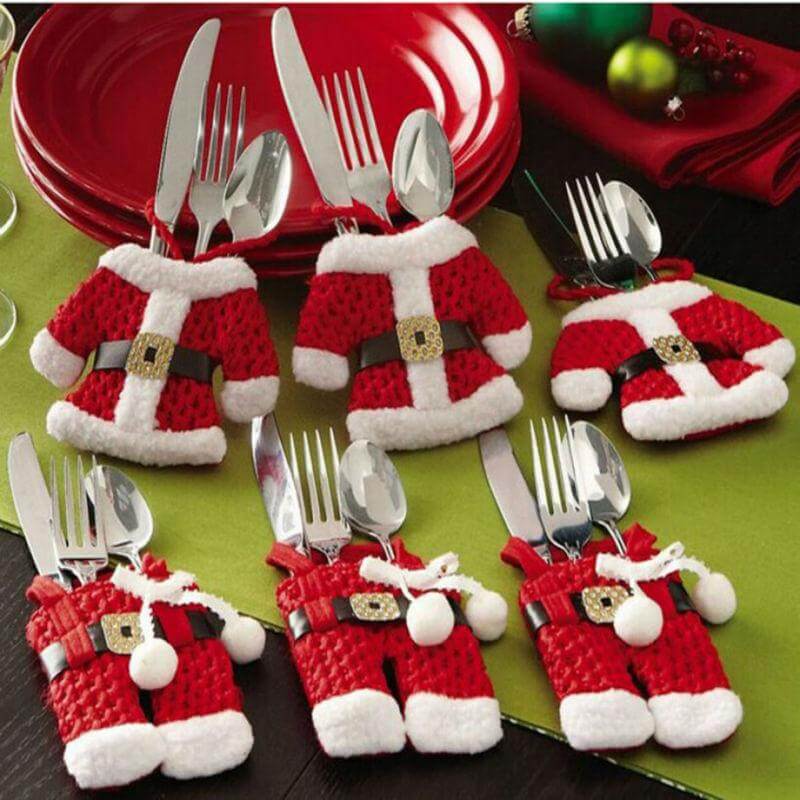 6 Pcs Christmas Xmas New Year Santa Silverware Holders - MaviGadget