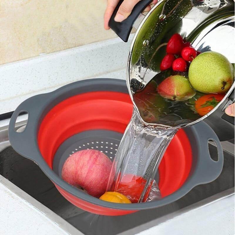 Foldable Silicone Colander Fruit Vegetable Washing Basket - MaviGadget
